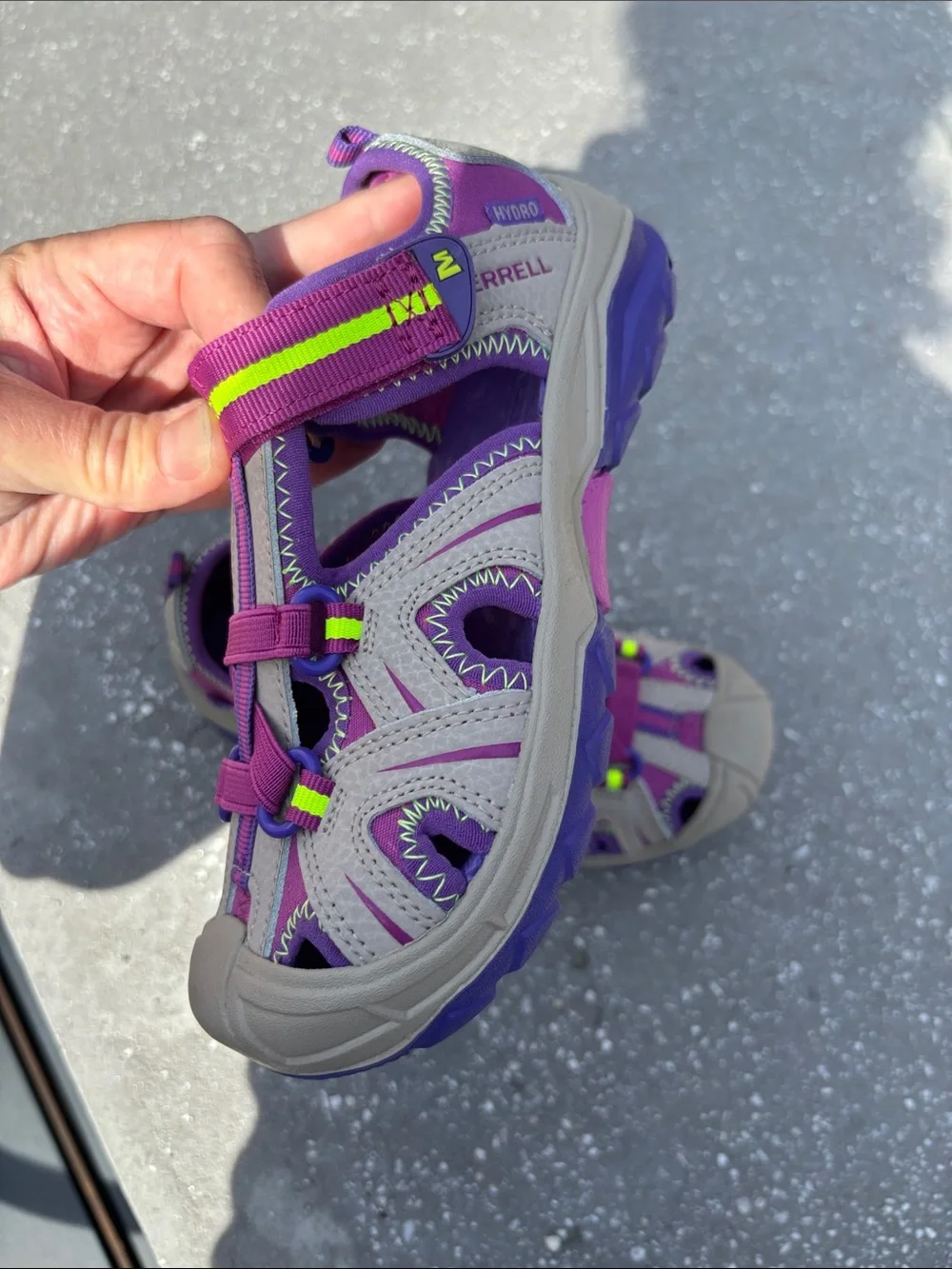 Merrell Kids Purple and Beige Water-Ready Sandal with Neon Accent